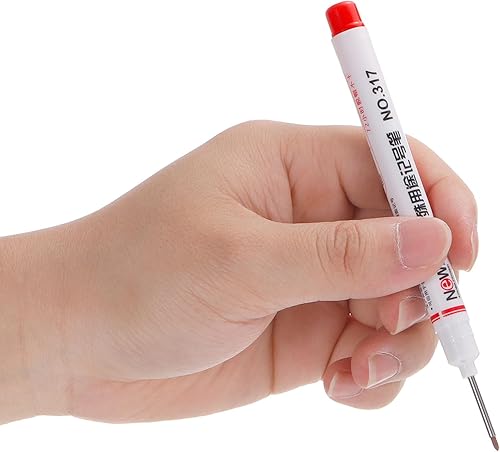 Miniatura 5 de PATIKIL Rotuladores de punta profunda, paquete de 4 rotuladores de punta larga, punta roja, para carpintería de construcción, carpintería, color