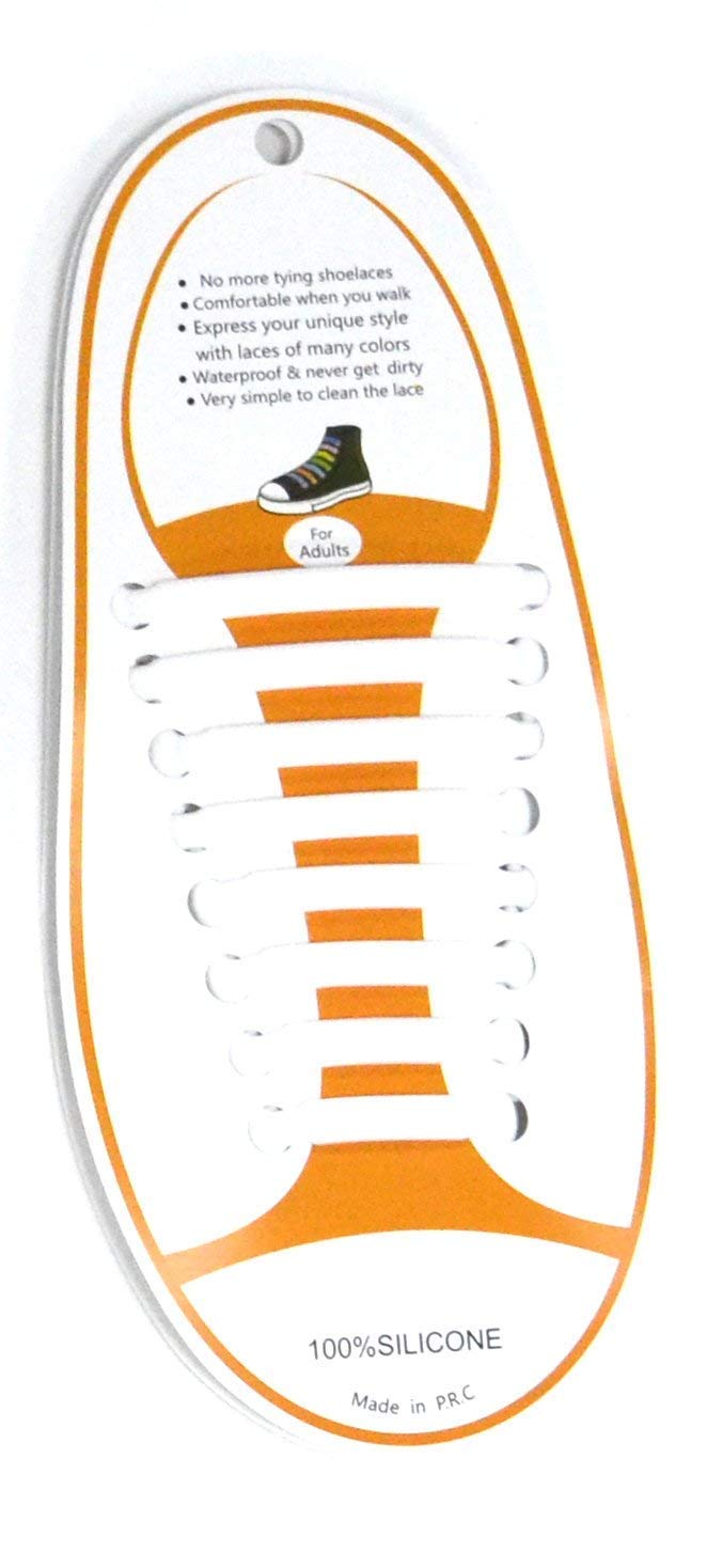 NO TIE SHOELACES, 100% SILICONE ELASTIC ADULT AND KIDS TRAINERS LACES - NO KNOT,NO TANGLES AND EASY USE WHITE COLOR FOR ADULTS