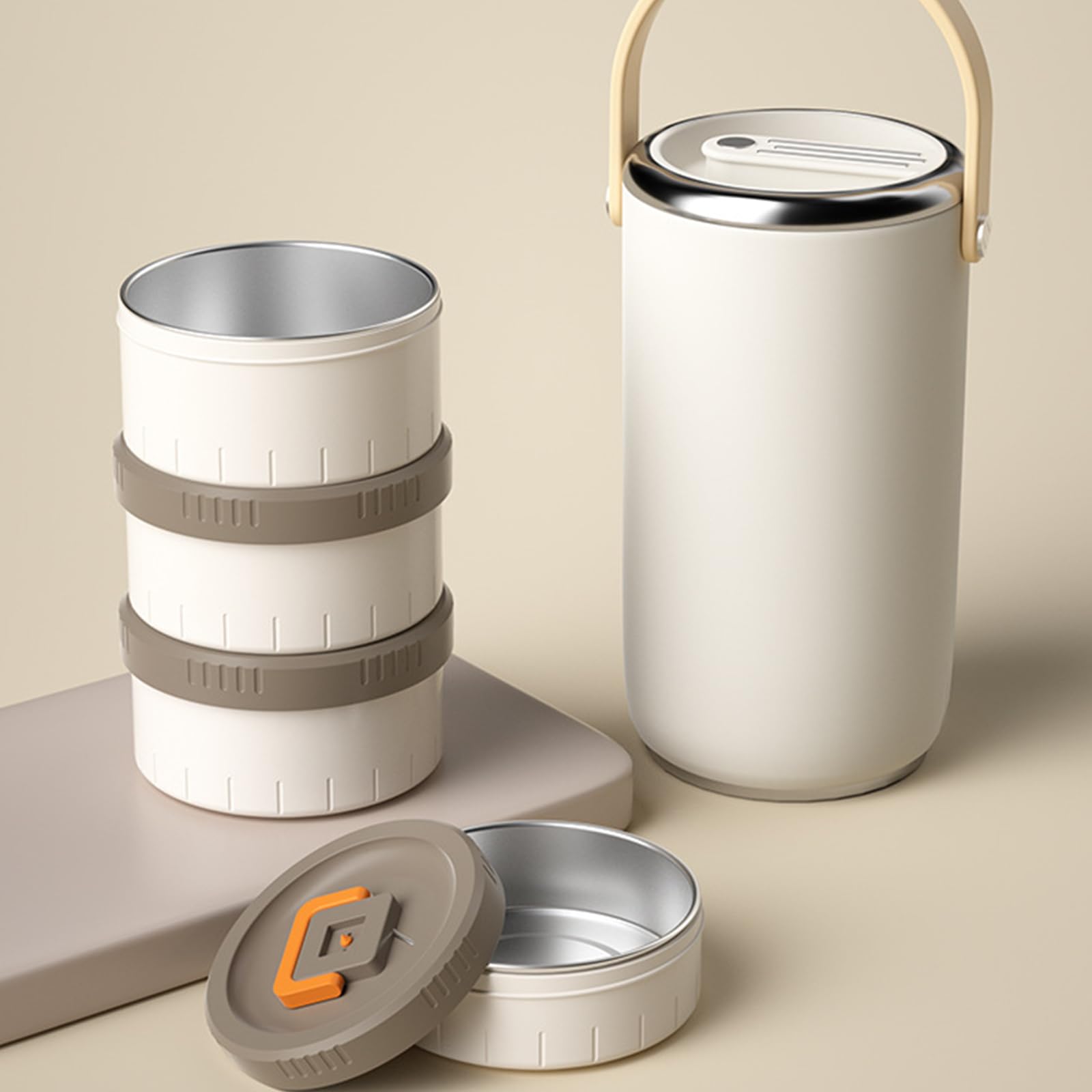 Vacuums - Barattolo per alimenti in acciaio inox isolato, contenitore Bentos a prova di perdite, con scomparto impilabile, per studenti, scatola Bentos in acciaio inox con contenitore