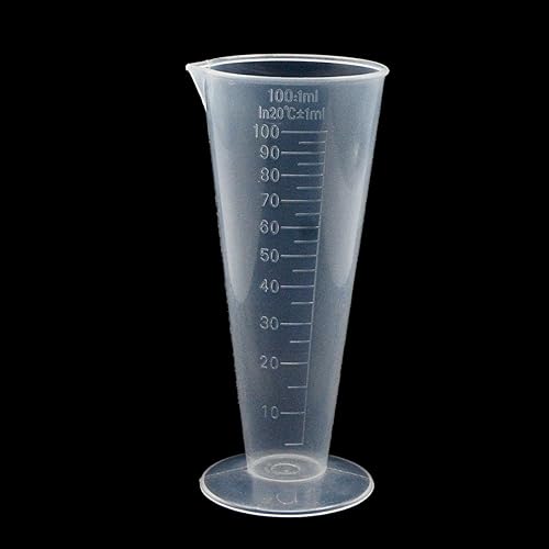 Miniatura 5 de YXQ Taza de medición graduada de plástico de 3.4 fl oz, capacidad de vaso de precipitados forma de cono base redonda laboratorios cocina