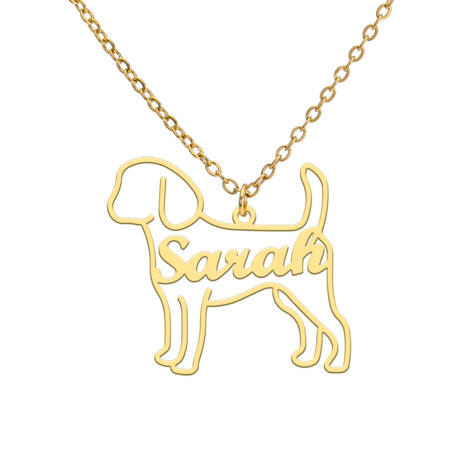 Collar personalizado con nombre de perro – Colgante conmemorativo de mascota grabado personalizado con estampado de pata y dije de corazón – Cadena de acero inoxidable de 45 cm (oro/plata