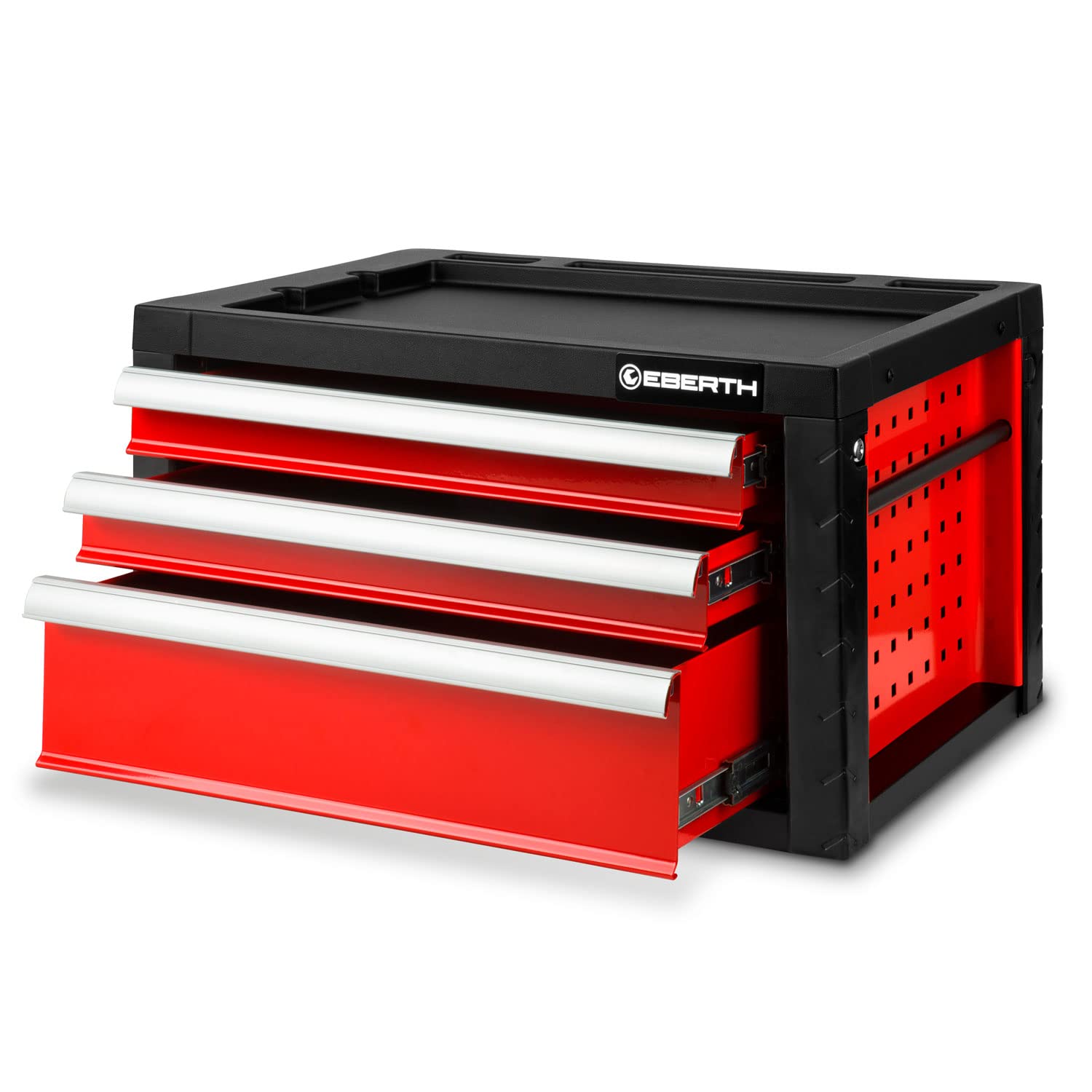 EBERTH - Caja de herramientas sin herramientas (3 cajones sobre rodamiento de bolas, 2 prácticas asas de almacenamiento, gran superficie de almacenamiento, bloqueable, metal pintado en polvo