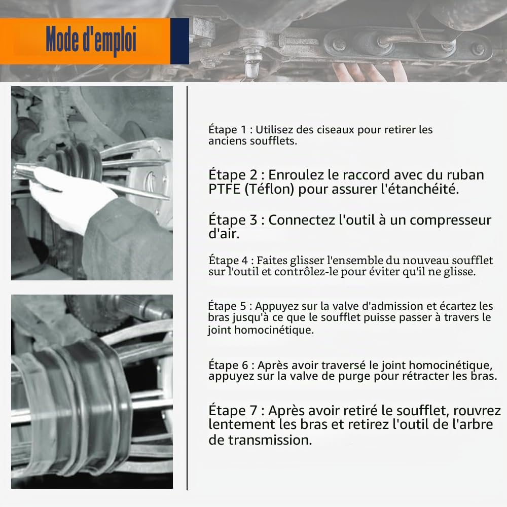 NEWFUN Expandeur Soufflet de Cardan, Jeu d'outils pour Le Montage d'arbres de Transmission avec cône pour Le Montage de Douilles de Traction 20-100 mm
