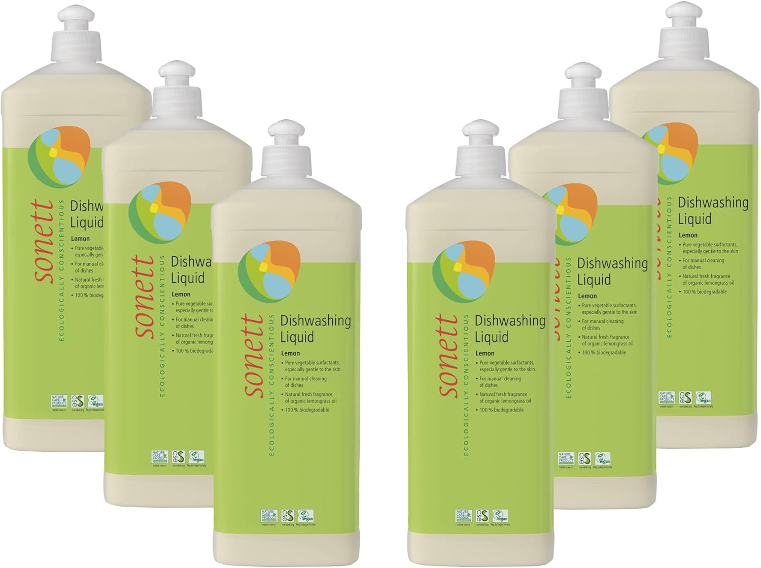 Sonett Organic Dishwashing Liquid Organic 100% Biodegradable Lemon, 34 Fl.Oz (Pack of 6) Certified Organically GrownCer