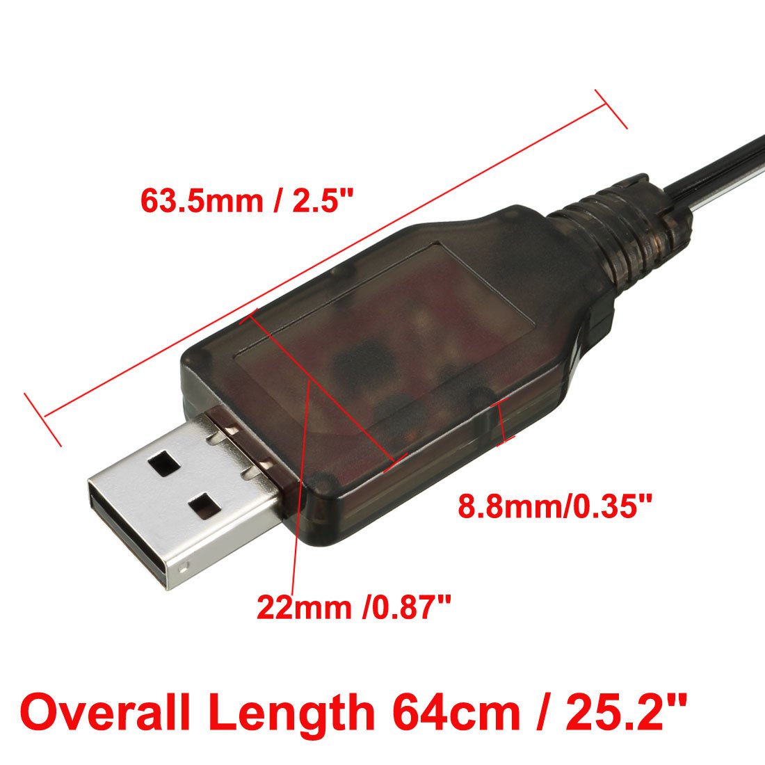 uxcell 2pcs L6.2-3P USB Power Charging Cable for RC Car 9.6 V 200 mA Ni-MH Ni-CD Battery