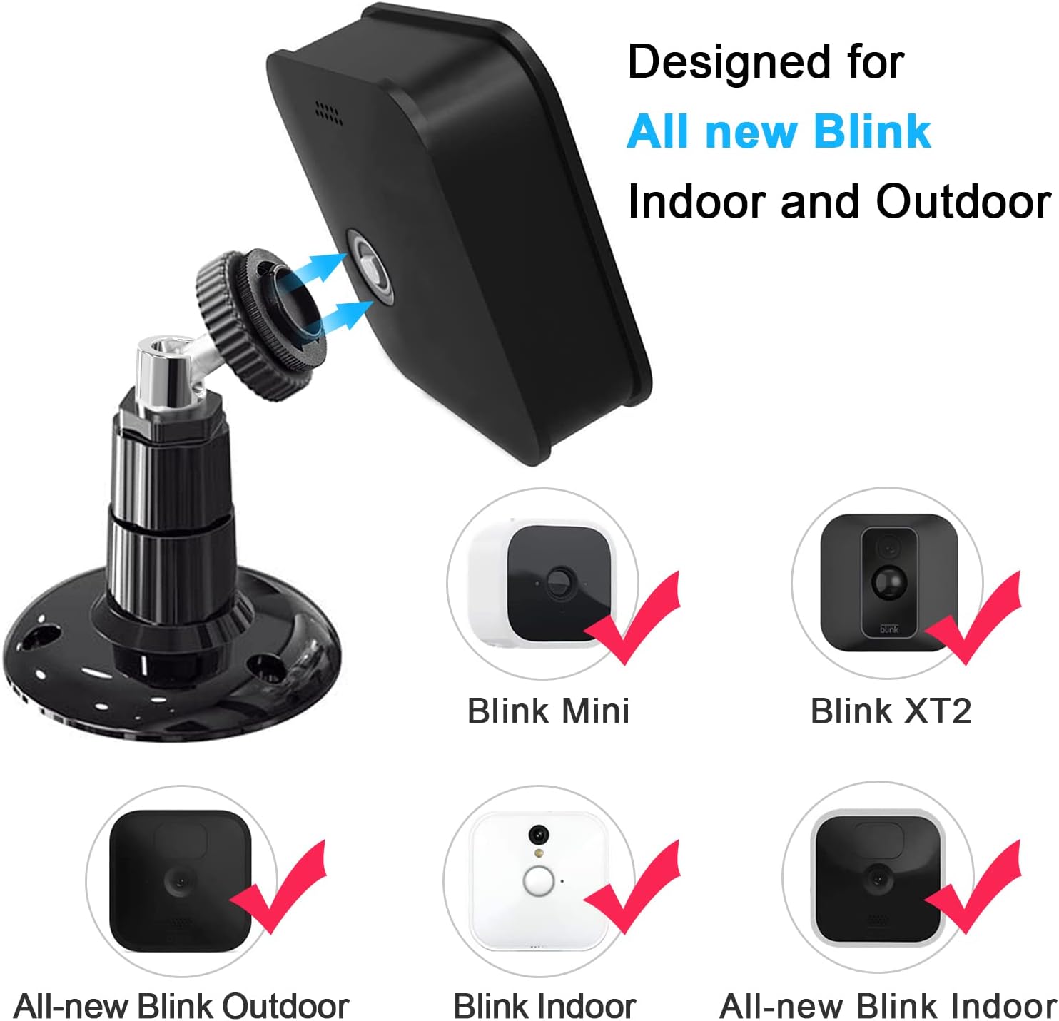 3 Pack Blink Outdoor Camera mount with 6 Pack Vinyl Siding Clip Hooks, No-Hole Needed 360 Degree Adjustable Mount Outdoor Siding Hanger for Blink Outdoor Indoor & Blink XT2 Home Security Camera System