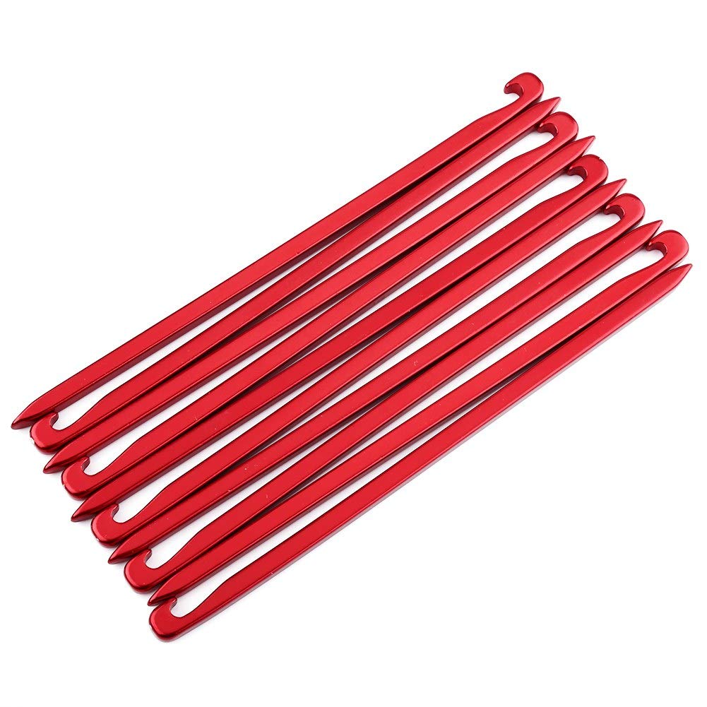 Majatou 10pcs Tent Pegs 16cm Heavy Duty Aluminum Camp Awning Canopy Tent Rock Stakes Pegs Nails for Tarpaulin Football Net Marquees Hiking Traveling Beach and Outdoor (Red)