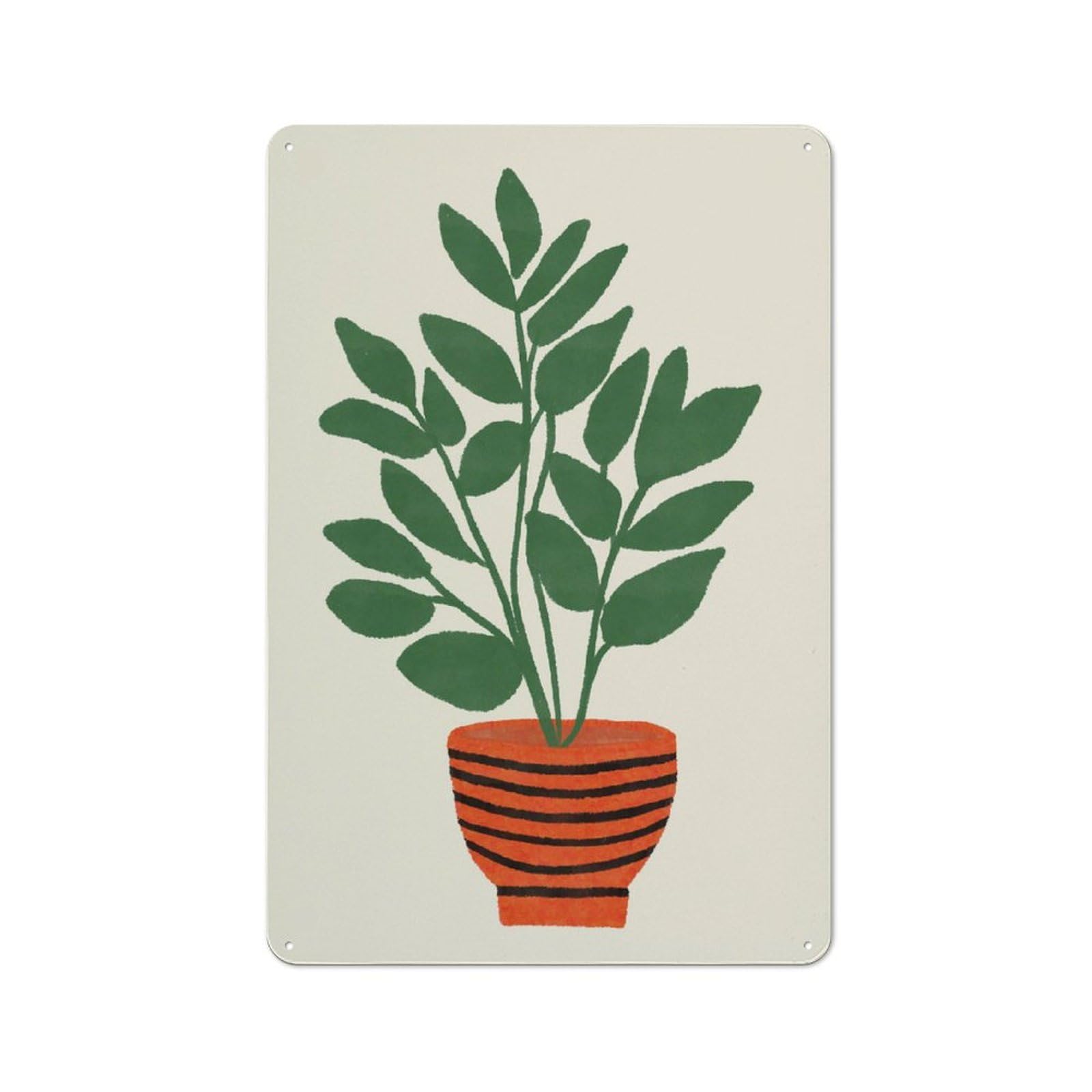 Junmoney Style-9 Dieffenbachia Plant Retro Tin Wall Plaque 30X20cm For Hobby Room Or Studio, For Garage, Workshop And Man Cave Decoration