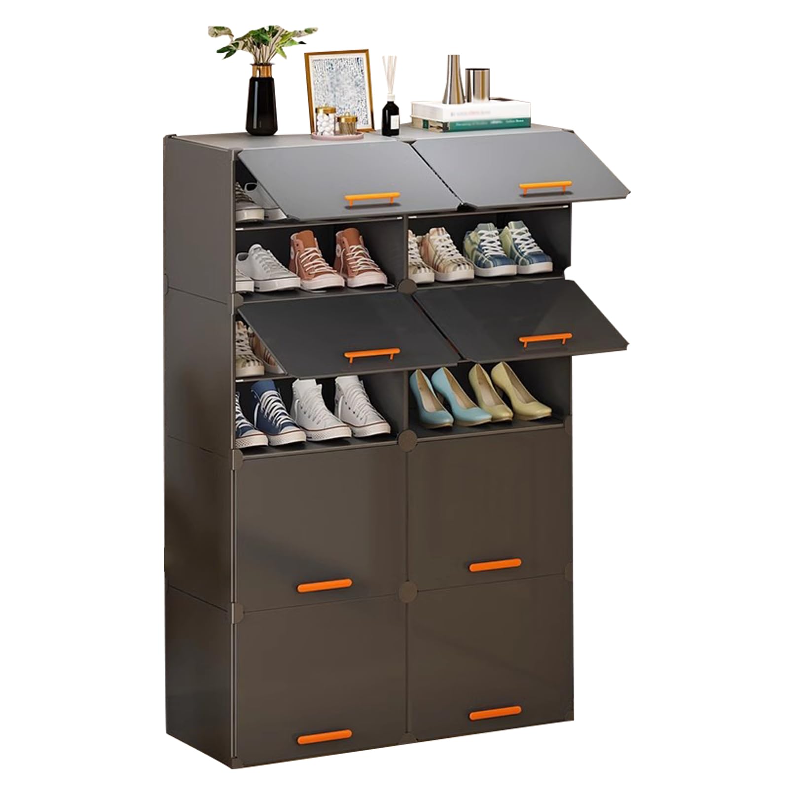 Rack à chaussures avec couvercle amovible et grand organisateur de stockage à cloison