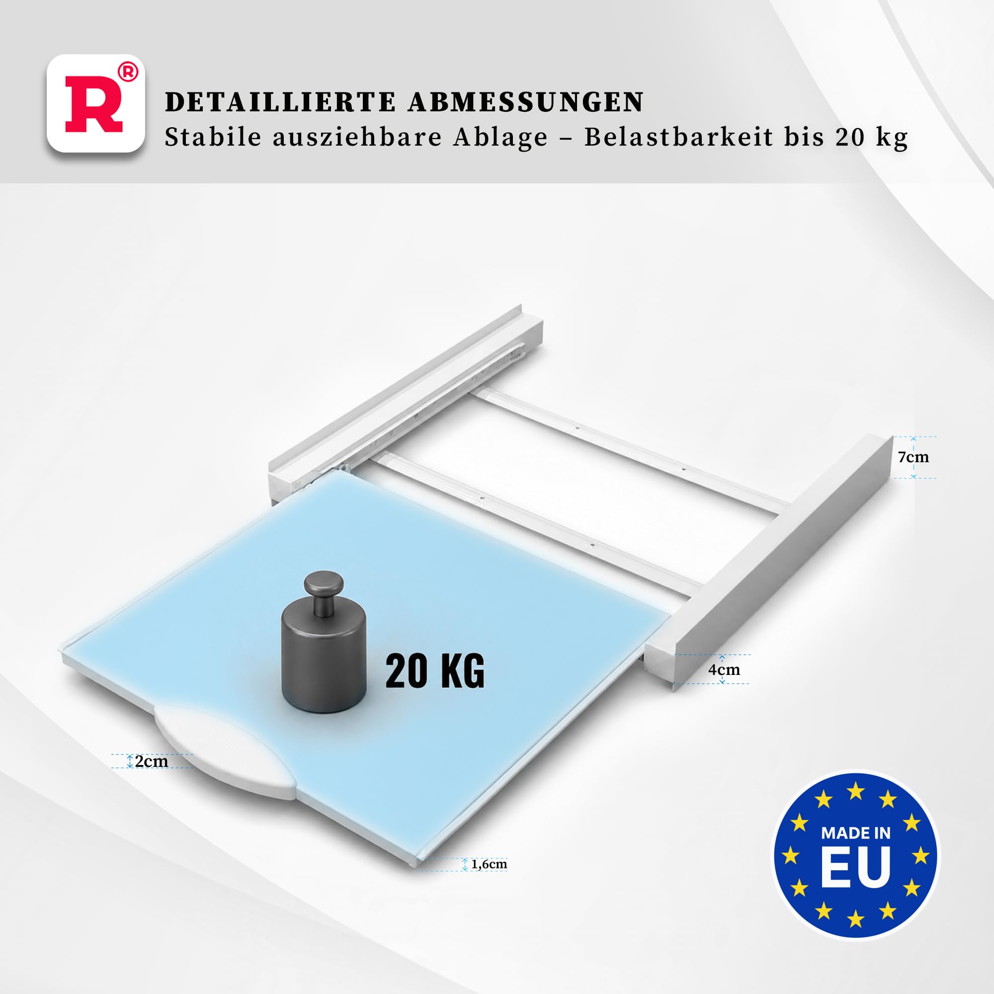 ROLLER Kappatos Zwischenbaurahmen Waschmaschine Trockner mit Schublade | Aluminium Verbindungsrahmen, 60x60 cm, Stapelrahmen Universal, 100 kg Tragkraft, Made in EU, Vormontiert