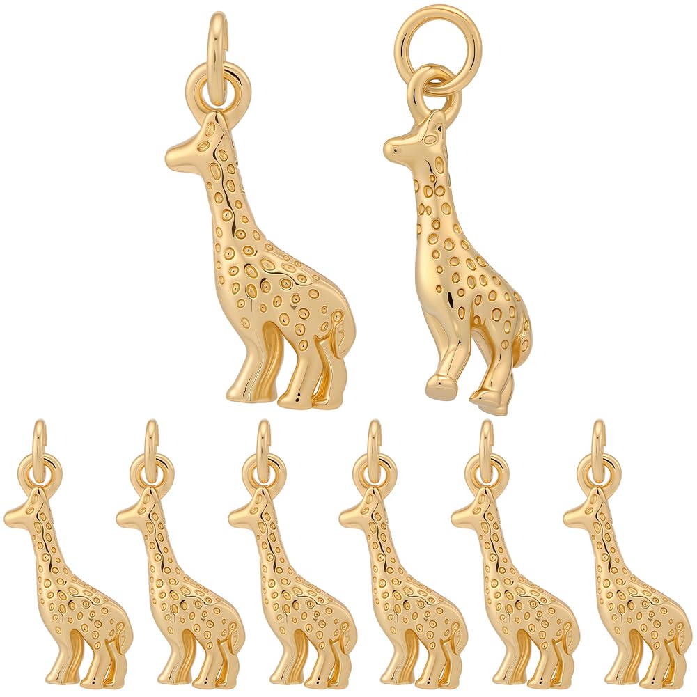 Breloques Girafe en laiton plaqué or 18k Beebeecraft pour la fabrication de bijoux DIY