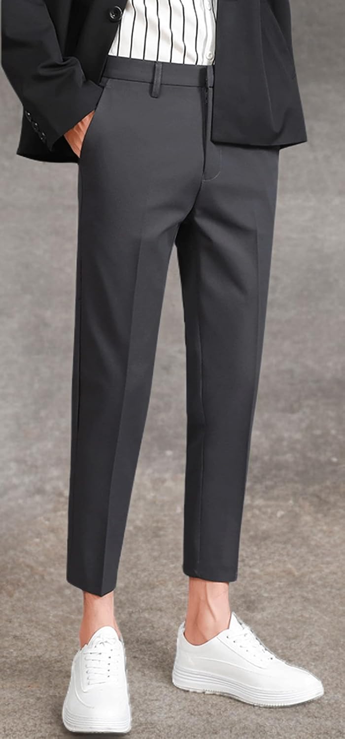 ESSYSHE Men’s Cropped Slim Fit Dress Pants Tapered Ankle Dress Pants Suit Pants - Image 6