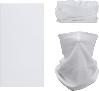 Novelty Seamless Bandana Balaclava Face Cover Mask Shield Neck Gaiter Reusable Breathable Dustproof Windproof Unisex Pure White