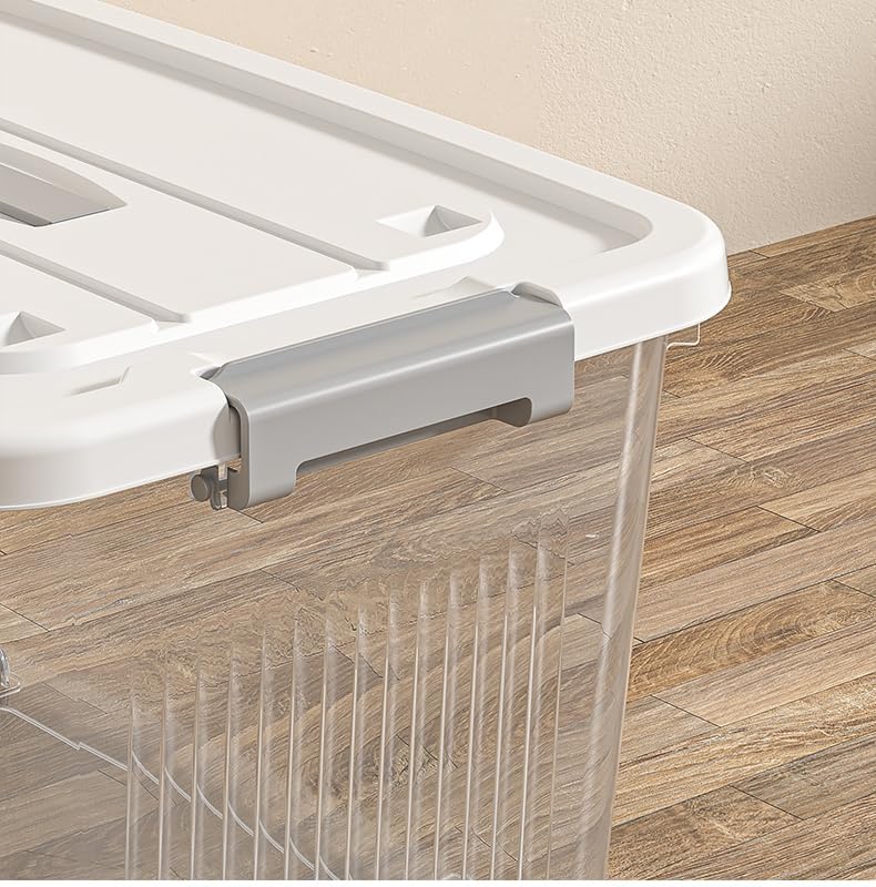 Image of Ash & Roh Plastic Storage Box /Bin /Container with Locking Lid - Sturdy and Versatile Home Organizer, Available in Multiple Size. (1, TRANSPARENT, Large 29cm X 40cm X 21cm)