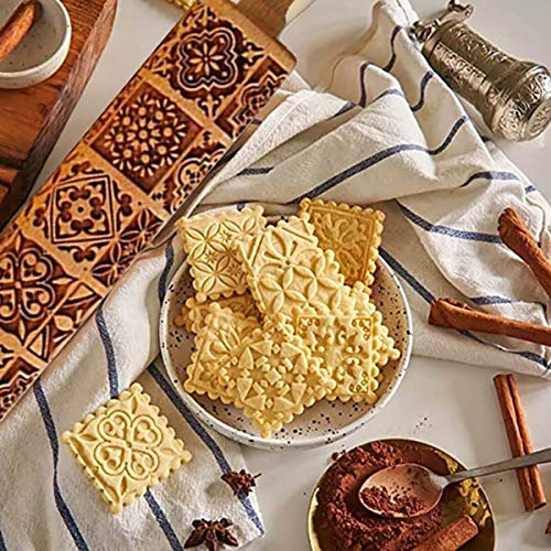 Cookie Stamp Roller Press Biscuit Maker Wooden With Vintage And Traditional Pattern Kitchen Tools Making Funny Food For Kids(Vintage Pattern) #TOP1