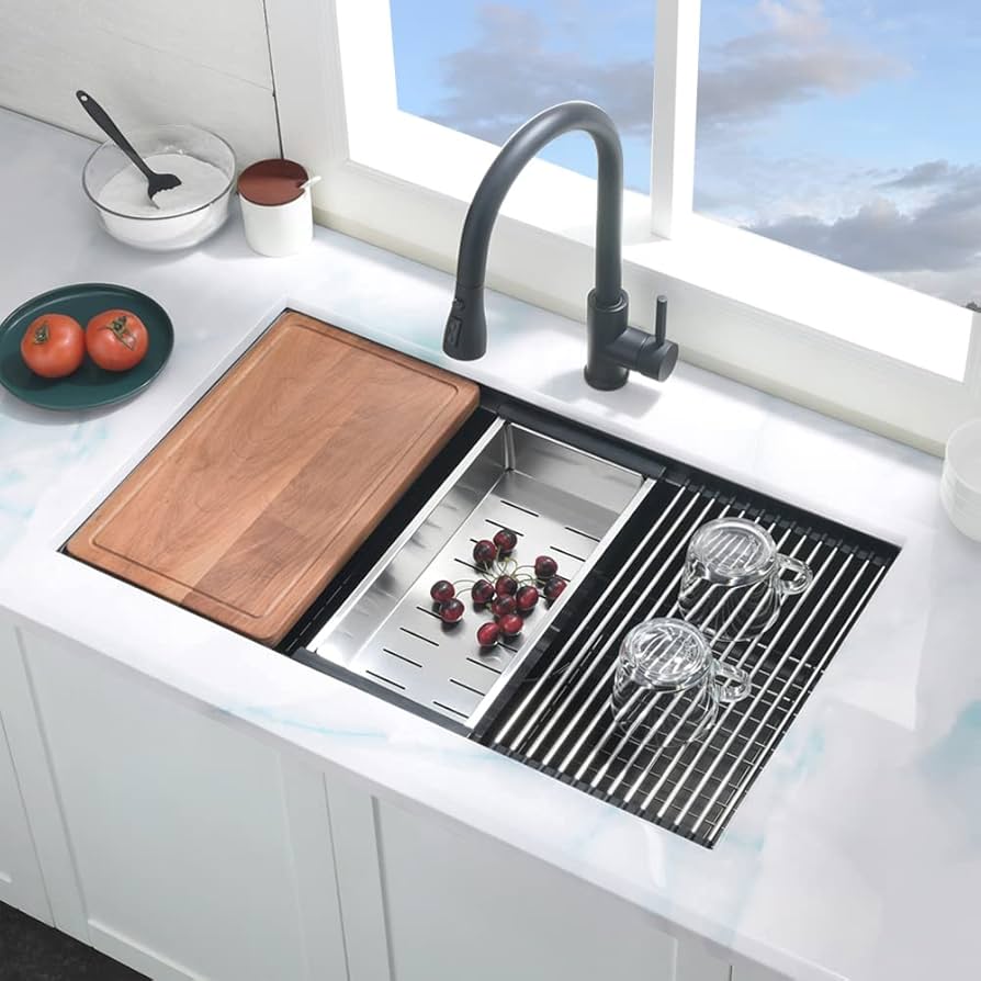 BoomHoze 30 Inch Undermount Kitchen Sink Black Stainless