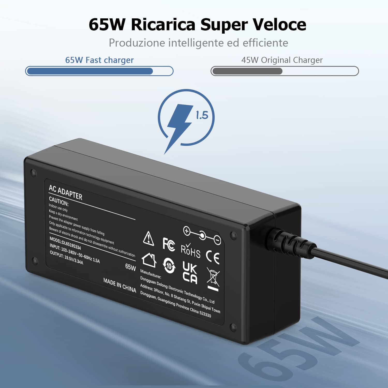 Alimentatore 65W Caricabatterie per Dell Inspiron Latitude Vostro 3511 5558 5567 5570 3520 3420