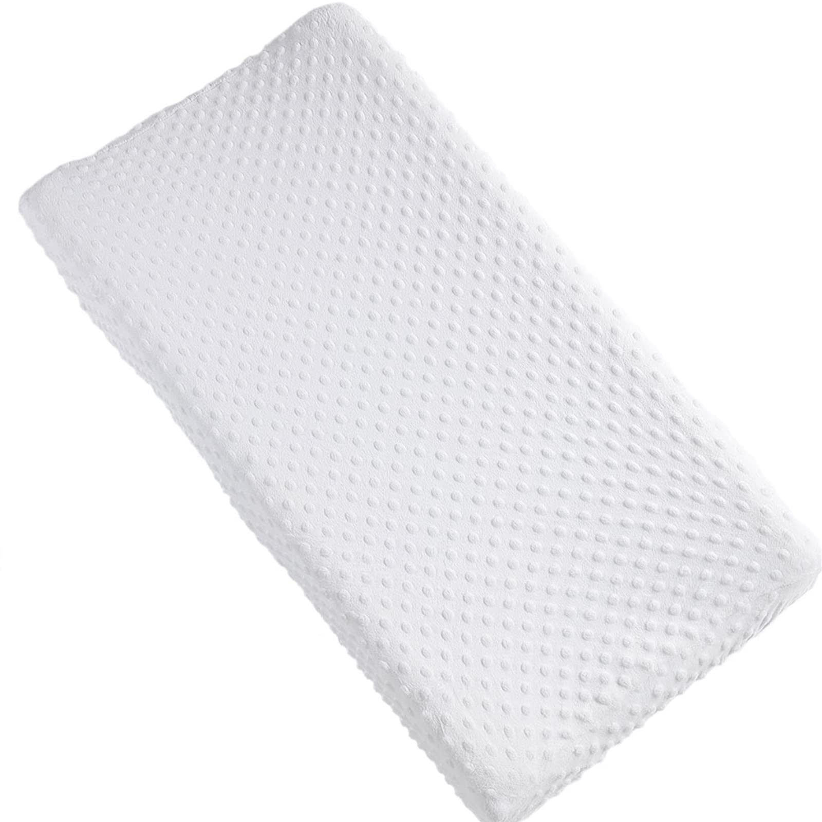 Solid Changing Table Pad Cover Cradle Sheet, Fits 32"/34''x16" Contoured Diaper Changing Pad, Ultra Soft Cozy Minky Dots Plush Changing Table Covers, Breathable Wipeable Removable (White)