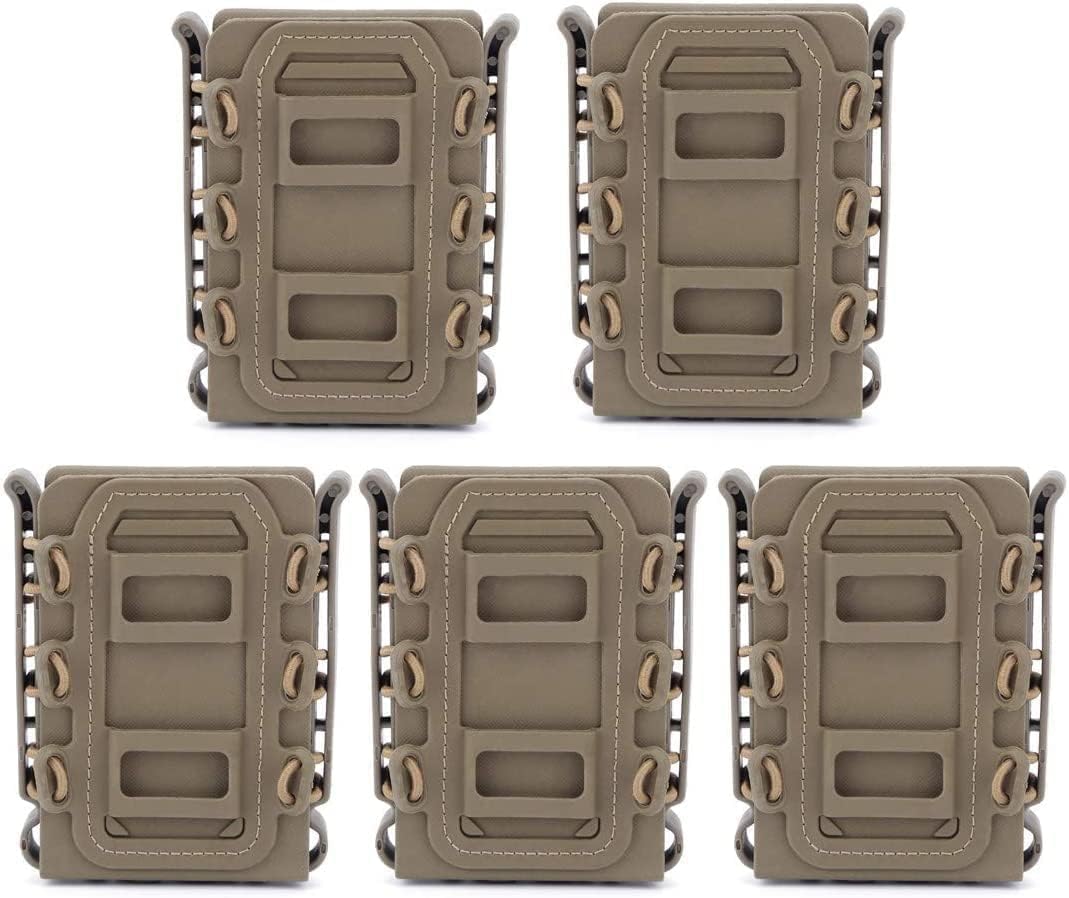 Tactical Magazine Pouch, 5pcs Tactical Fast Mag WST TPR Flexible Magazine Pouch for Ar15 M4 5.56/7.62 Mag Pouch