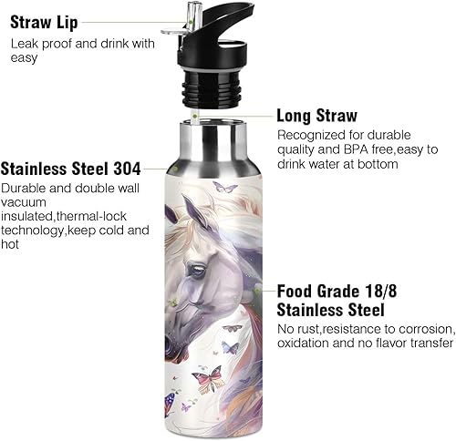 Vista 15 de Botella de agua amarilla para niños y niños, con aislamiento de acero inoxidable, para agua fría y caliente, con tapa con pajilla, para deportes