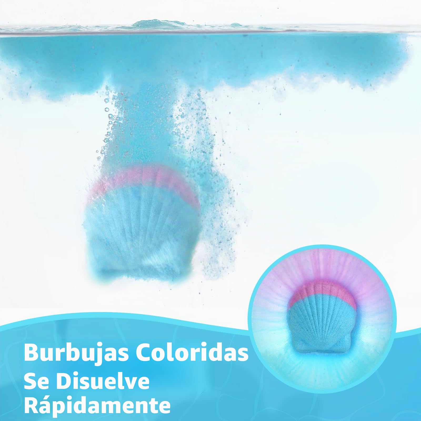 Bombas de baño para niños con sorpresa en el interior, 6 bombas de baño orgánicas para niñas y niños de 3 a 12 años, set de regalo de bombas de baño para cumpleaños con pulseras de sirena