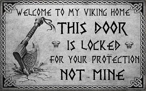 Sitrmgh Tin Sign Creative Welcome To My Viking Home Vintage Wall Decor Retro Art Funny Decorations For Home Bar Pub Cafe Farm Room Antiques Metal Poster 8X12 Inch