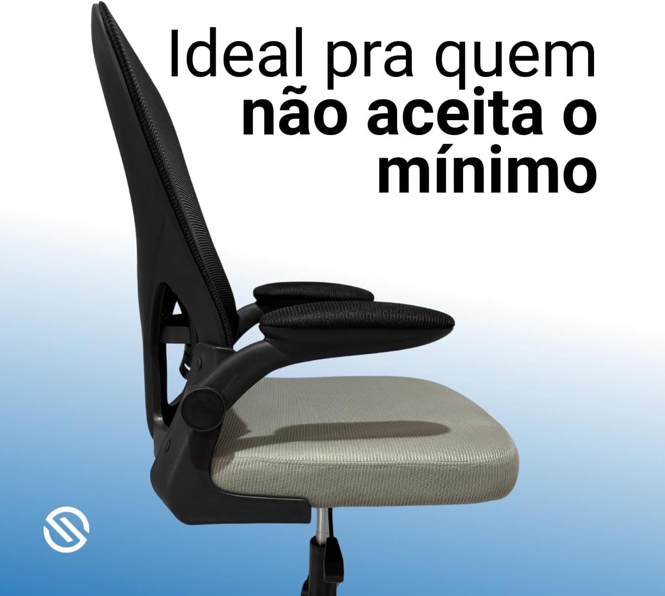 Cadeira Ergonômica Escritório Stoel Liv Tecido Mesh Respirável Confortável Home Office Preto Cinza