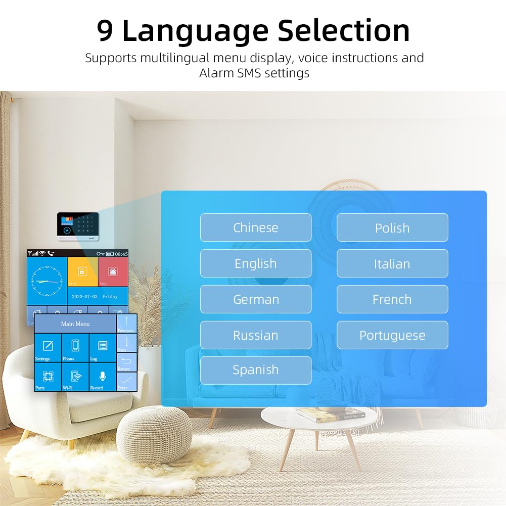 XNY Kit Allarme Casa Senza Fili 4G, Antifurto Allarme Casa WiFi con Controllo APP, Kit da 24 pezzi (Rilevatore di Movimento, Sensore per Porte e Finestre, Sirena, Telecomando) Compatibile con Alexa
