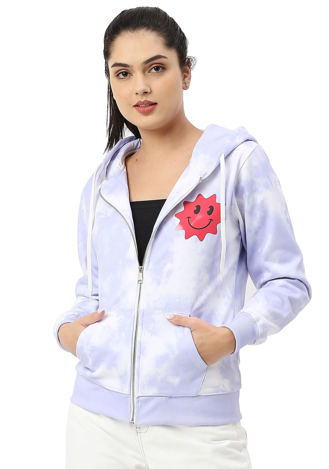 Womens Printed Zipper Hoodie-image-13