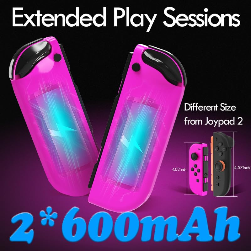 larytech Wireless Switch Controller Joy with Zero Drift Hall Joystick Cons | HD Rumble Gamepad for Family Party Games, Replacement Control Gift for Girl, Switch 1 OLED Lite Remote, Pink, NO NFC