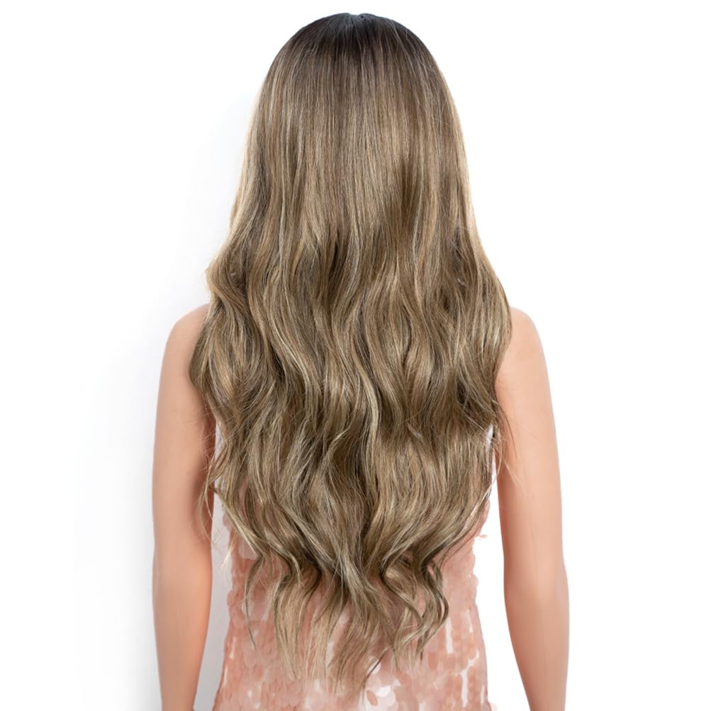 Style Icon 26” Big Curl Layered Synthetic Lace Front Wig 13x4 Large Lace Free Part Ombre Blonde Mixed Black Wig With Adjustable Cap Heat Resistant Fiber(26 Inches, NTSA4/10/23B/613C)