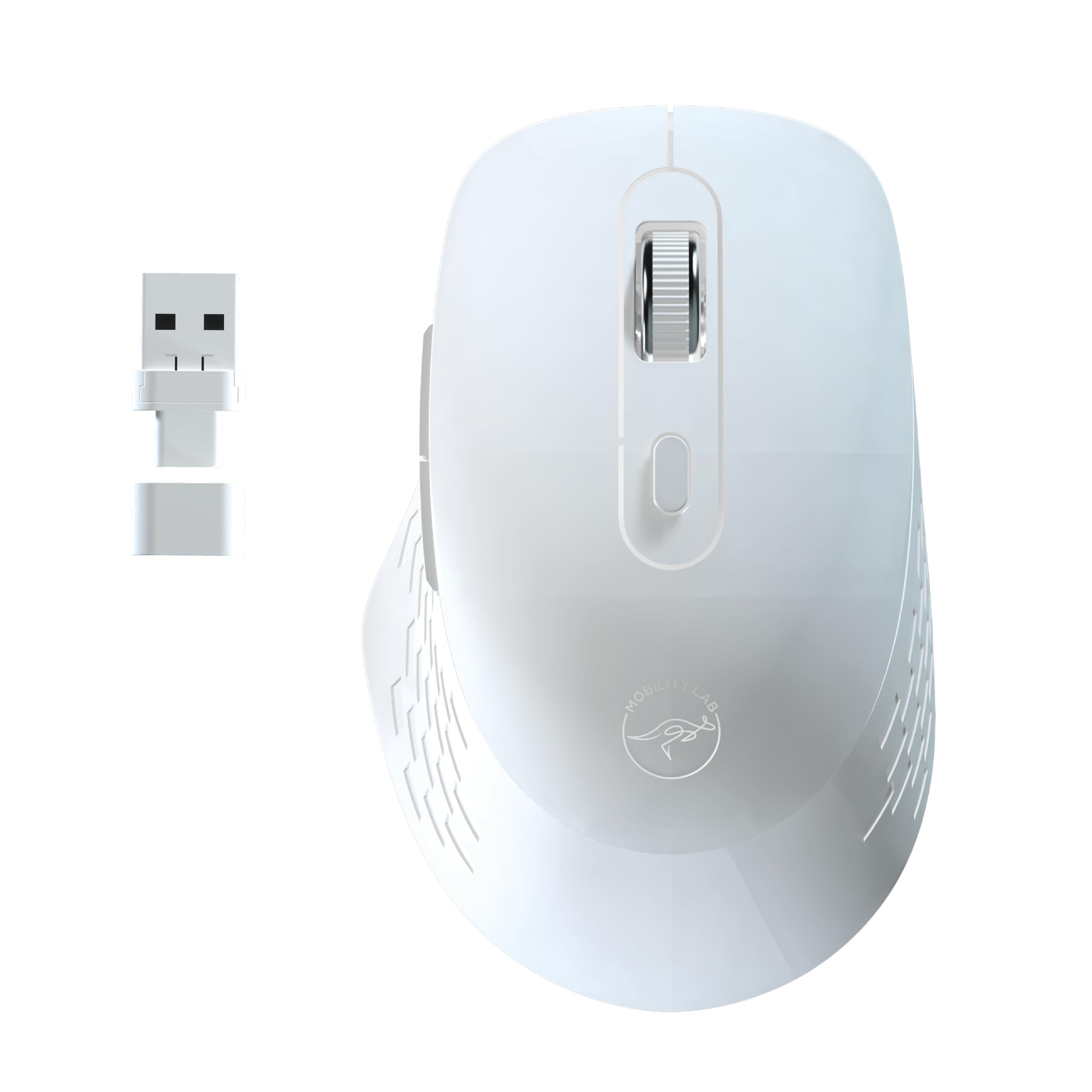 Souris sans fil - MOBILITY LAB - Omega - Bluetooth et récepteur 2,4GHz - Blanc - Clics silencieux - Précision réglable
