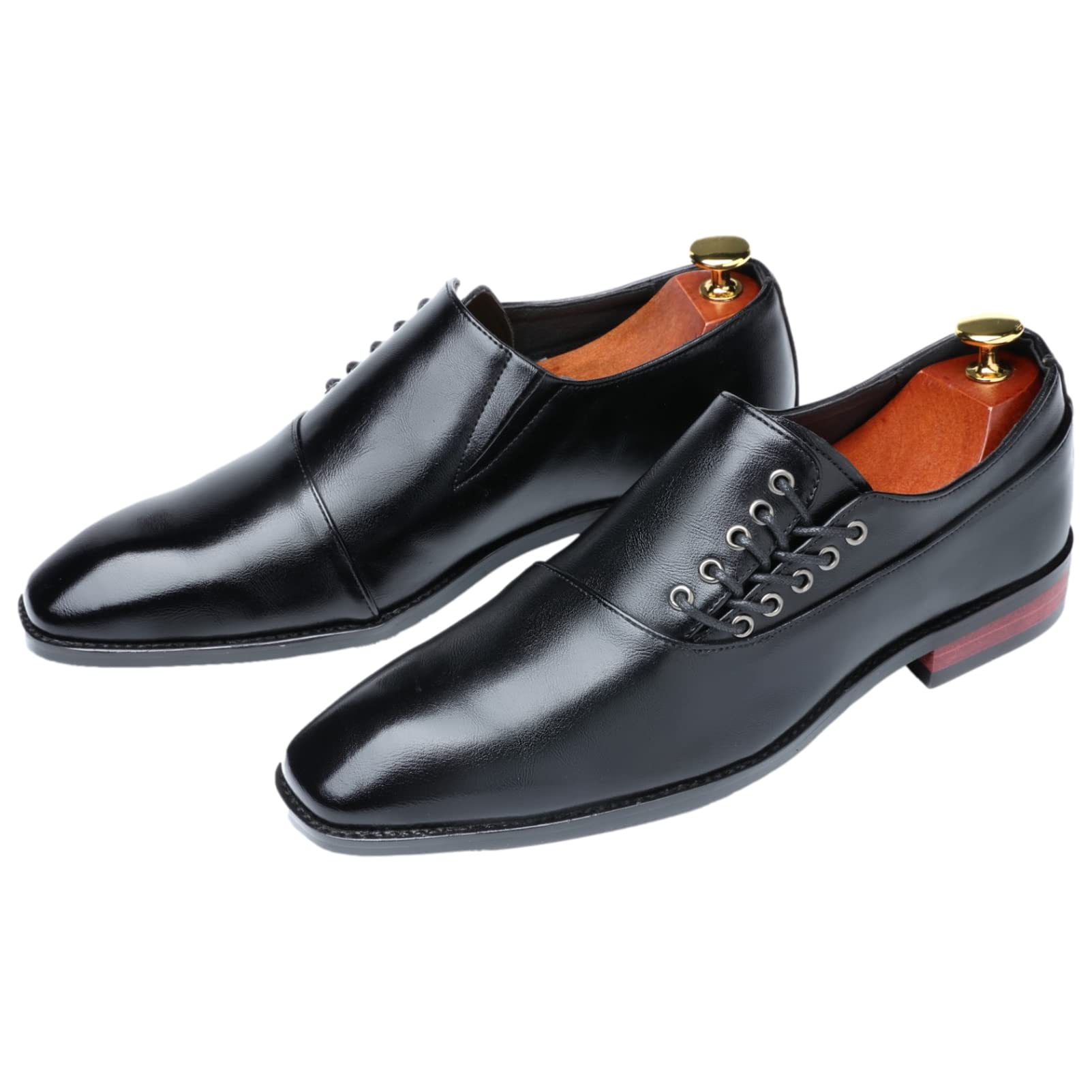 ANUFER Masculino Guapo Diseño único Cuero de Fibra Ultrafina Cordones Lateral Zapatos Formales