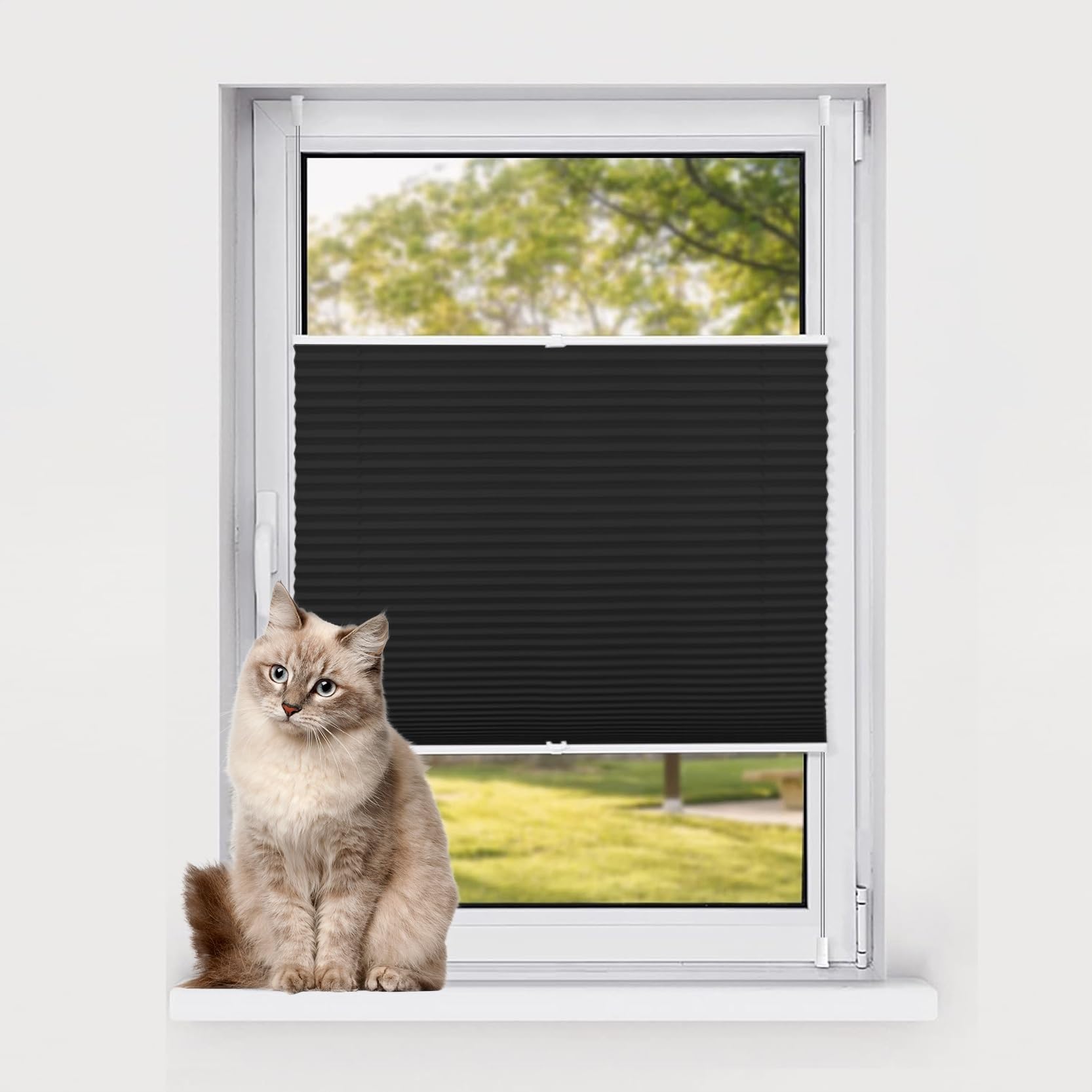 Temporary Blinds for Windows 70 x 180 cm Light Filtering Privacy Protection Instant Stick on Curtains Blinds Quick Fix and Easy to Install for Living Room, Office, Black