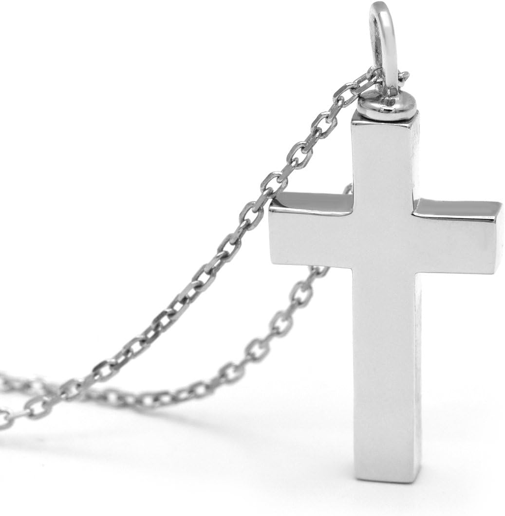 BEILIN Jewelry 925 Sterling Silver Urn Cross Necklace for Men for Women(Silver)