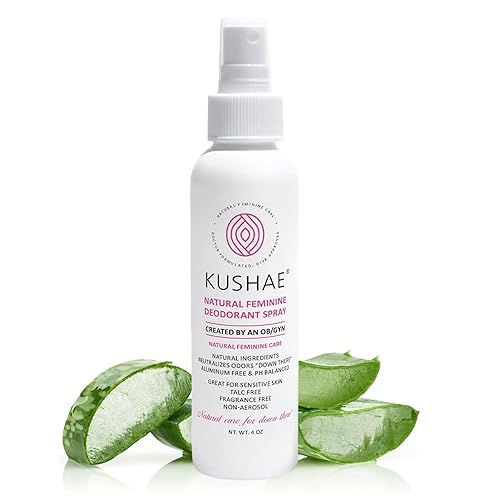 Kushae Desodorante femenino natural en espray para mujeres, totalmente natural, sin perfume y sin fragancia, control refrescante para olores y