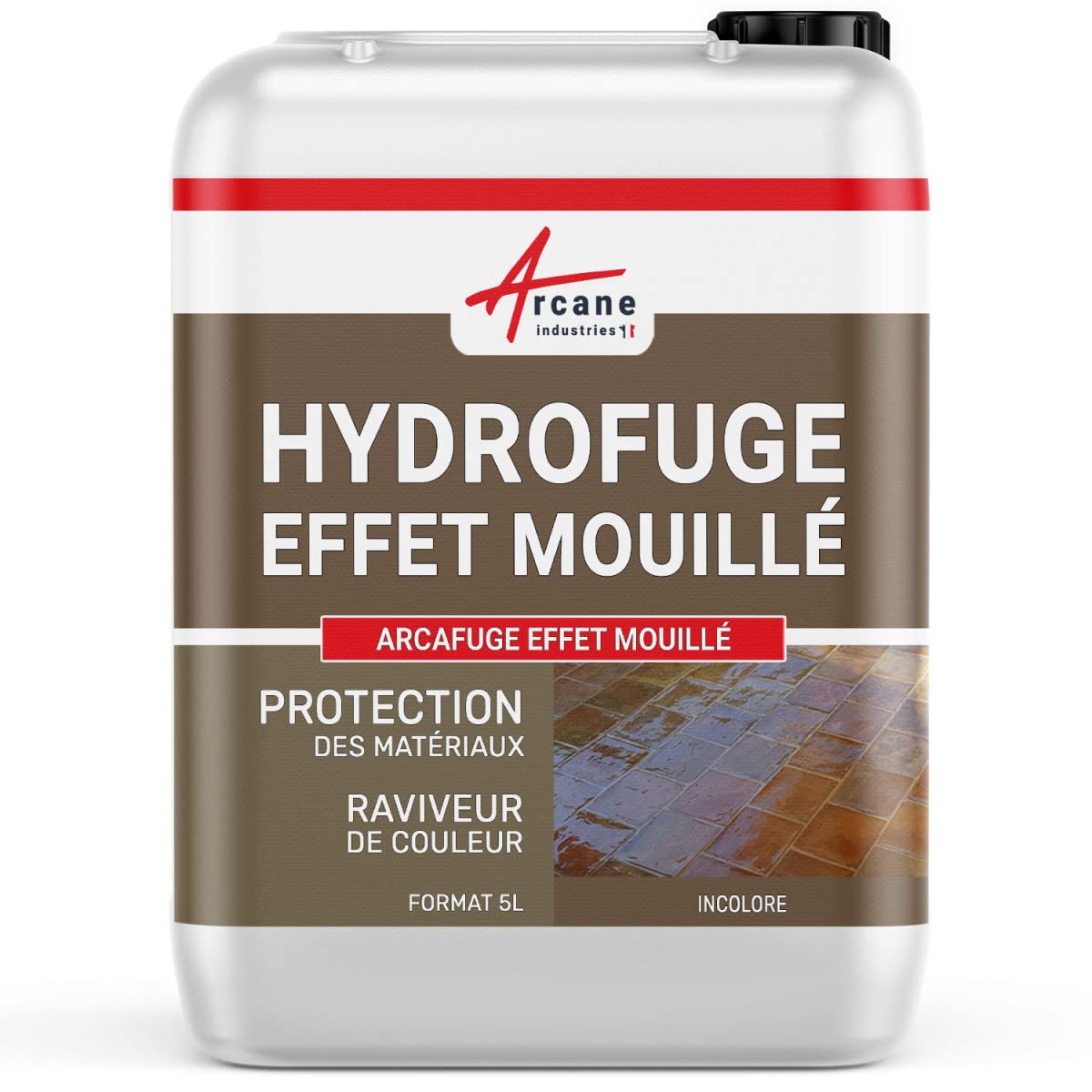 Imperméabilisant, hydrofuge effet mouillé, oléofuge anti tache sol, mur, façade: Arcafuge effet mouillé - 5 L (jusqu'à 50 m²) - ARCANE INDUSTRIES