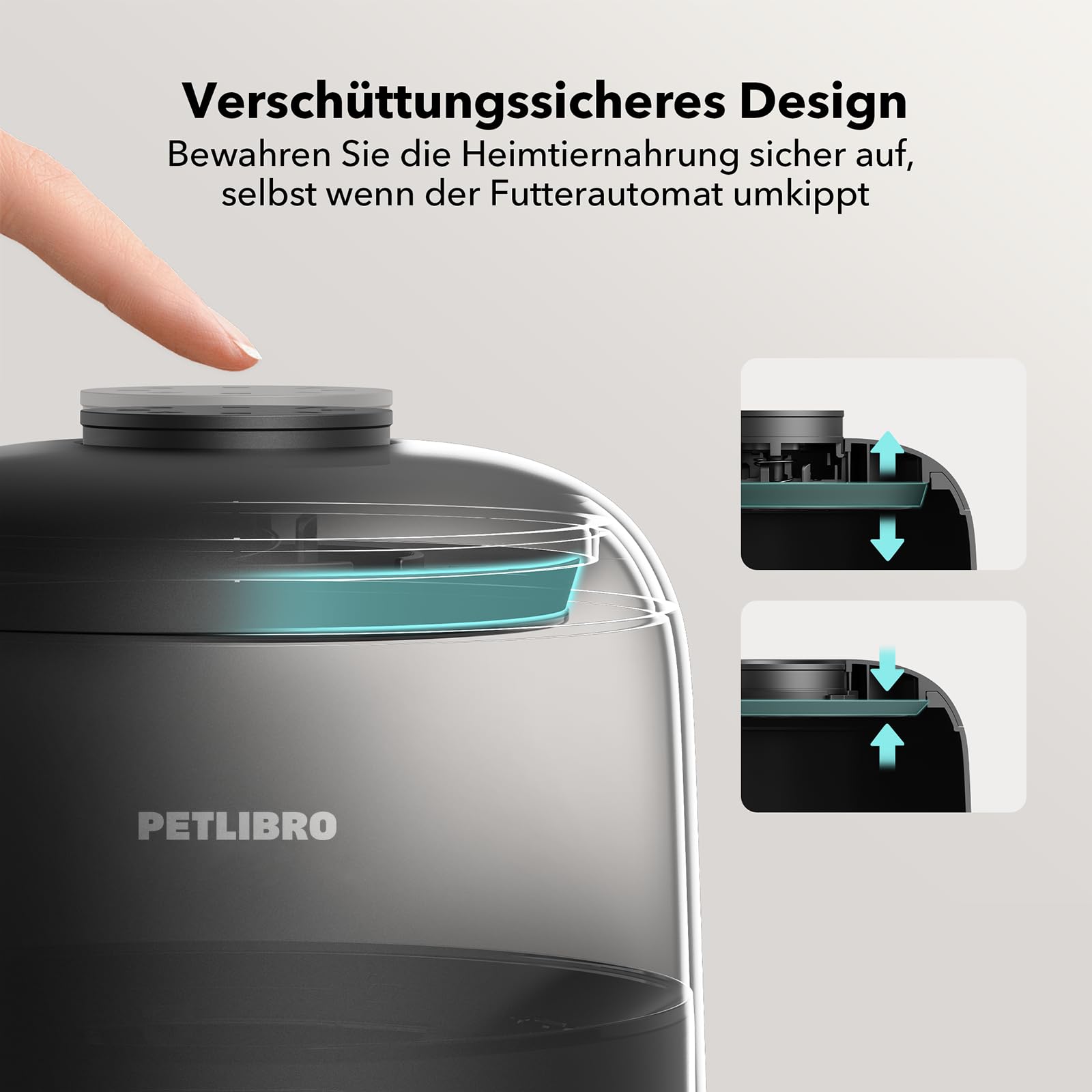 PETLIBRO Futterautomat Katze, Katzenfutter Automat Kabellos 2,4G WiFi Intelligenter Futterspender Katze, Wiederaufladbarer Akku mit 30 Tagen Batterielebensdauer, mit Edelstahlnapf, APP-Steuerung