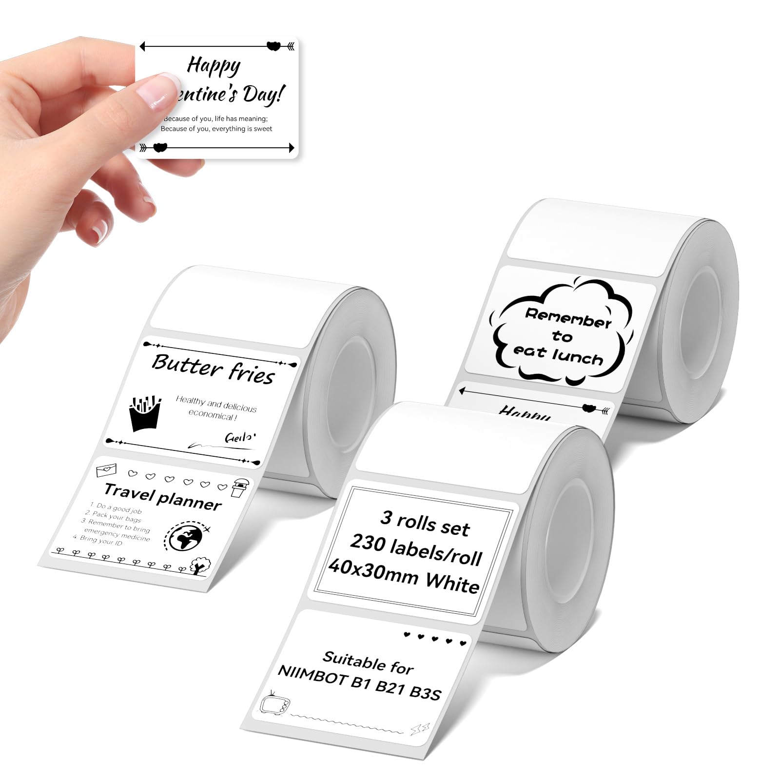 NIIMBOT Labels for B1/B2/B21/B31/B3S/K3 Sticker Printer, 40x30mm, White