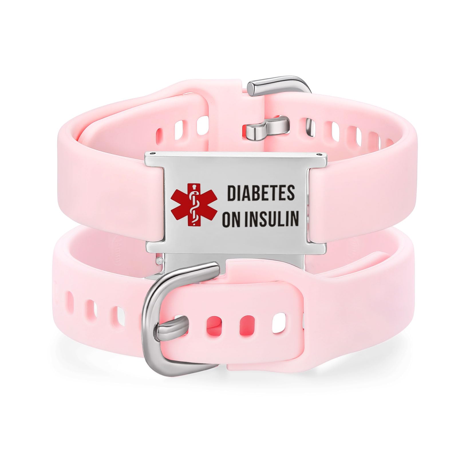 LinnaLove Medical Alert ID Bracelet – Adjustable Silicone Band, Custom or Pre-Engraved Options, QR Code Available