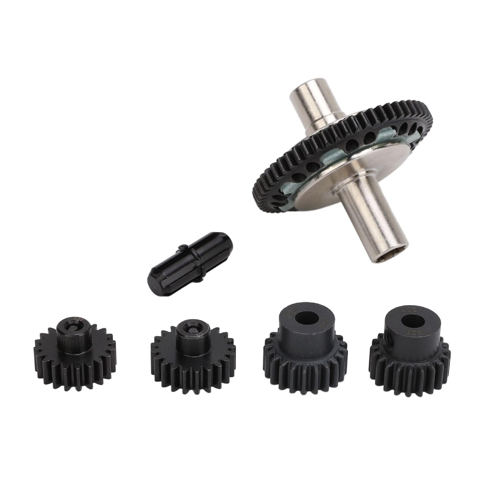 Juego de engranajes tipo zapatilla 57T ​​0.8mod, acero endurecido 20T 21T, engranaje de Motor teledirigido, eje de salida 1/10 1/8 4S RC Cars (Negra)