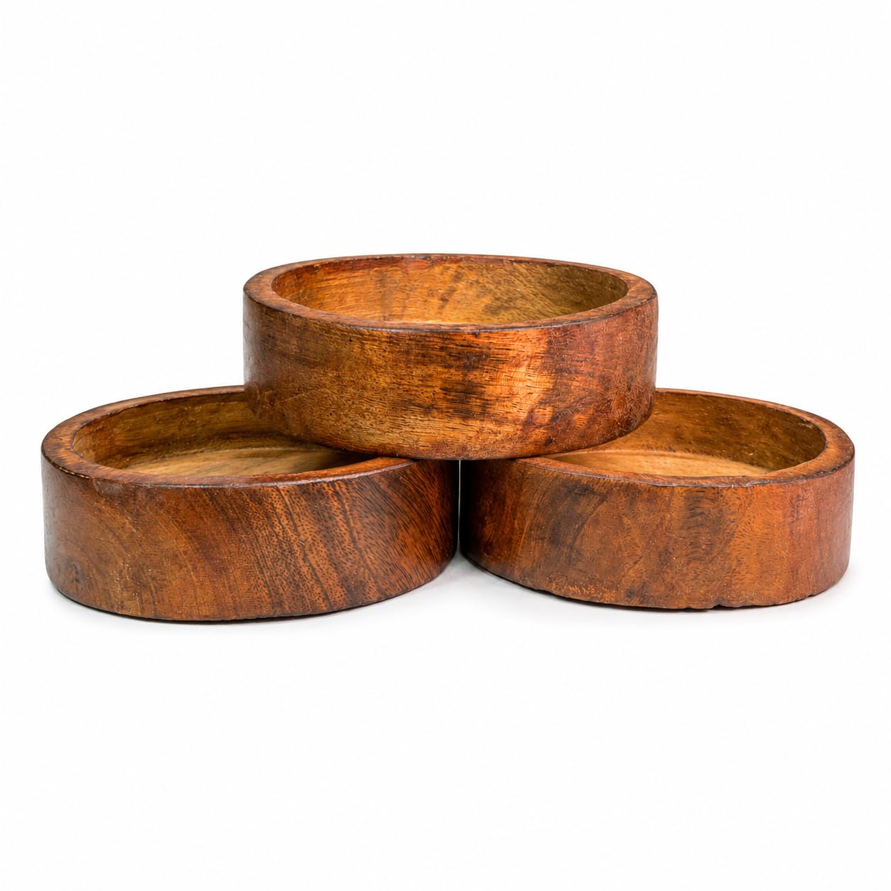 iKalaa® Set of 3 Handmade Wooden Round candle mold (4.75 Inch) – Rustic Wooden Candle Bowls for Candle Making, Home Decor Centerpieces, Floral Arrangements, Farmhouse Table Decor, Natural Wood Display Trays-image-16