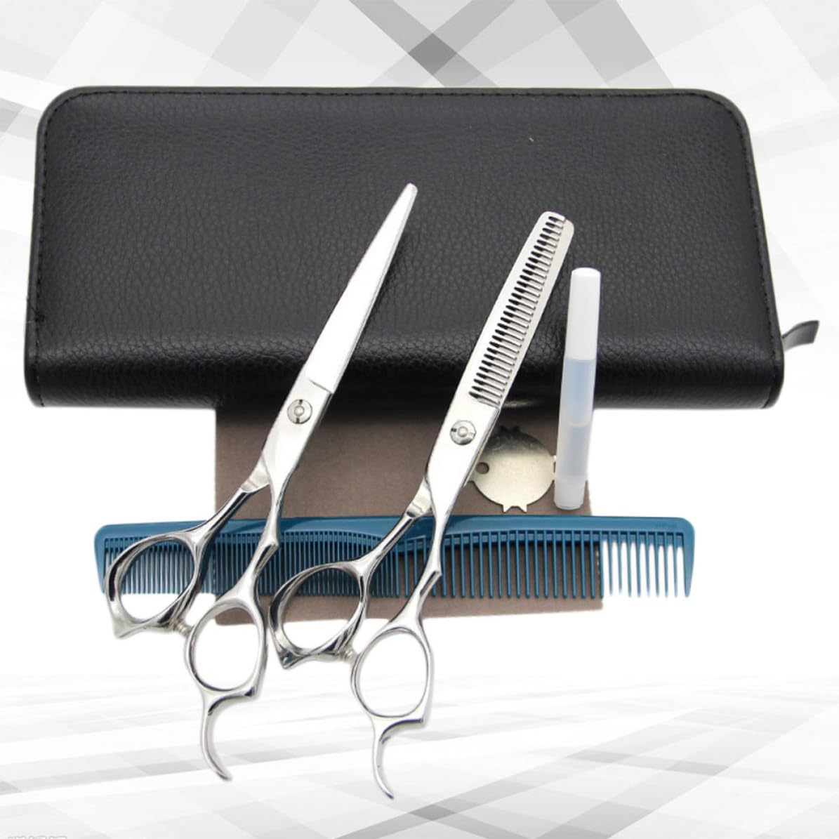 Tijeras de Peluquería, Tijeras Cabello, Acero Inoxidable, Corte Recto y Entresacado, Diseño Ergonómico, para Barbería y Uso Doméstico, y Mayores