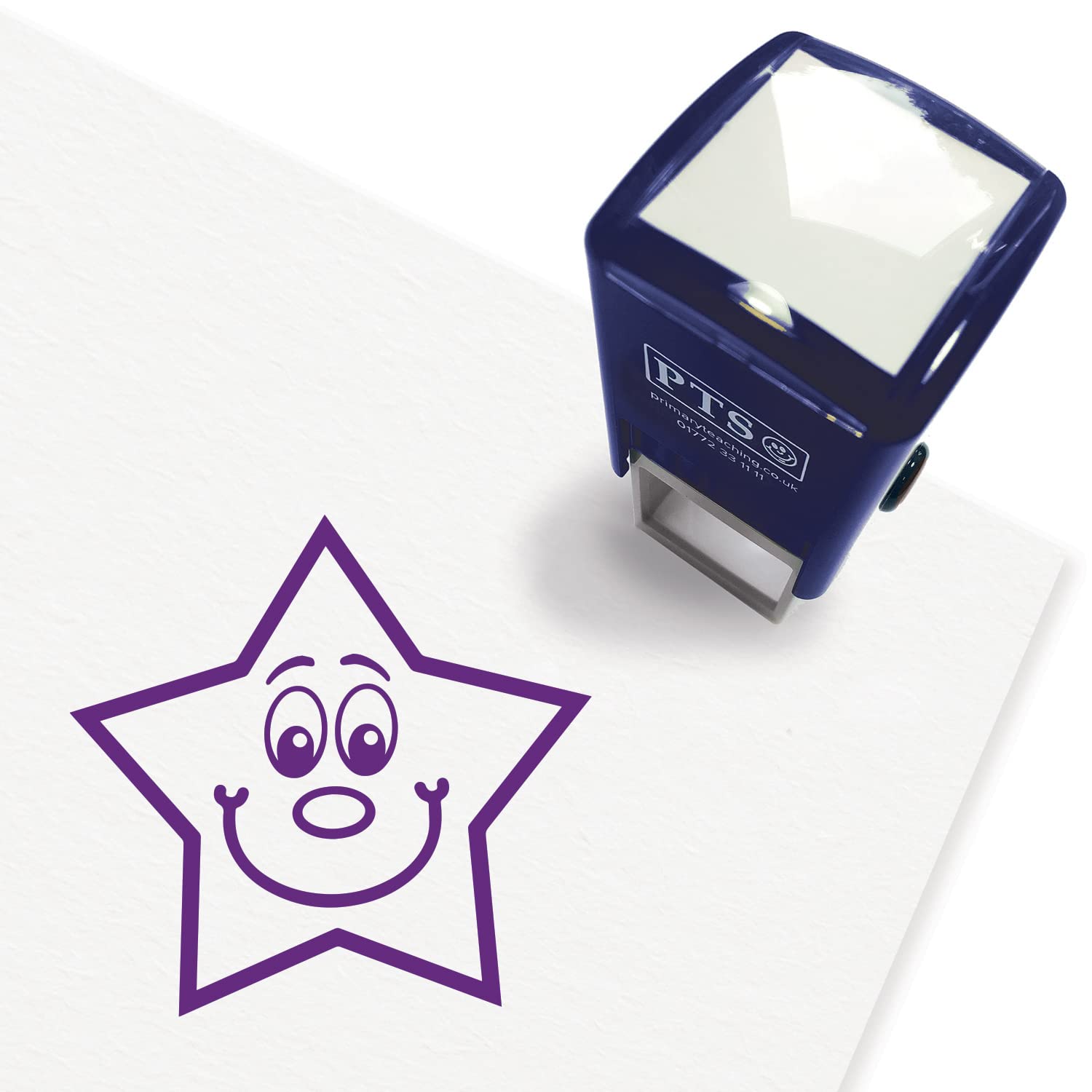Primary Teaching Services Ltd Purple Smiley Star Pre-Inked Stamper Ready To Use 25Mm Primary Teaching Services (Purple)