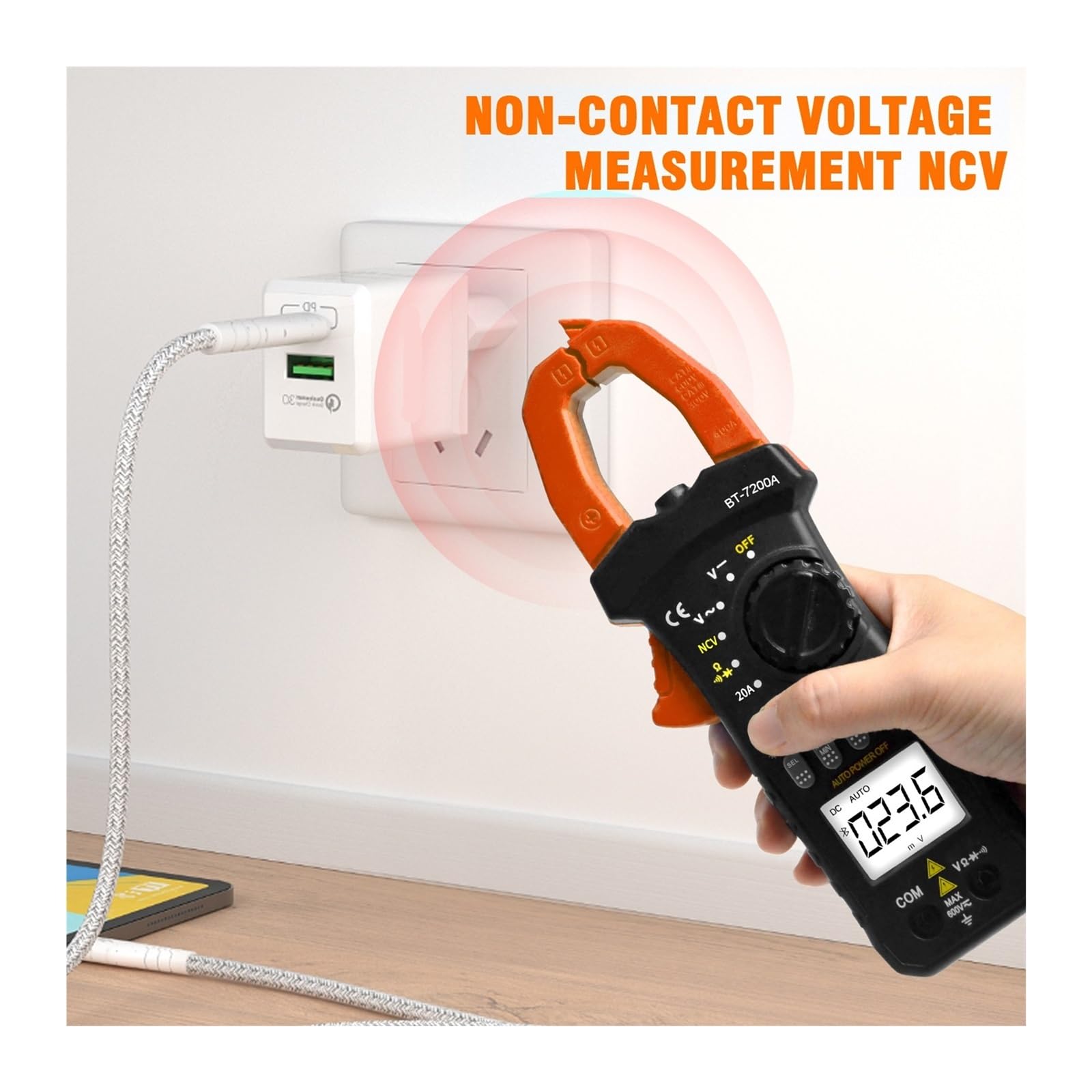 Detector de voltaje sin contacto, multímetro digital de pinza BT-7200A(10)