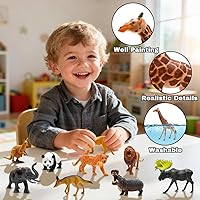 Vista 2 de Figuras de animales de safari, figuras realistas de animales salvajes del zoológico, juego de animales africanos de la selva de plástico para niños