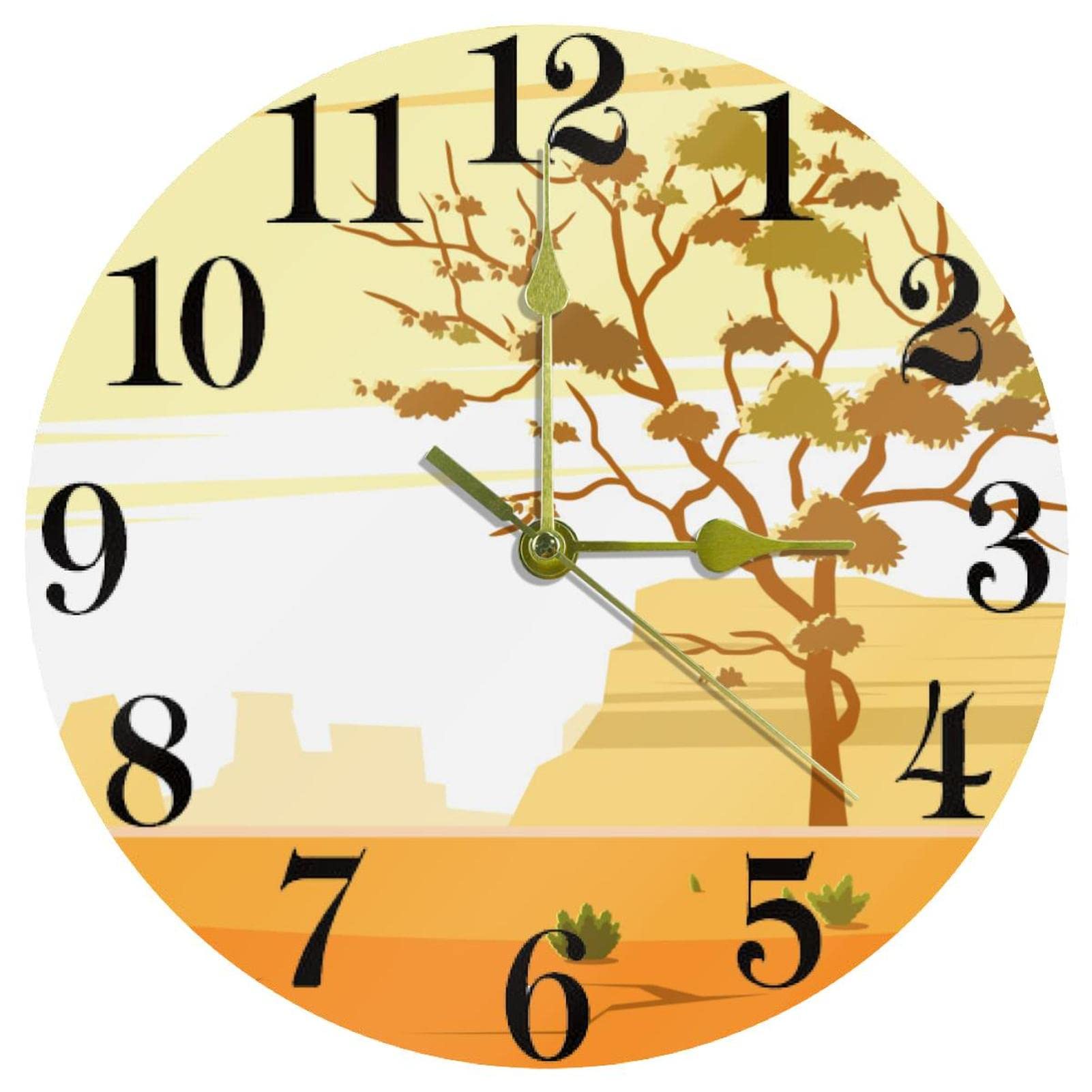 Horloge murale ronde arbre 25 cm salon bureau sans bruit