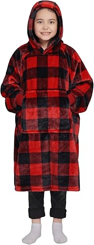 Miniatura 8 de Waitu - Sudadera tipo manta, para regalar a hombre o mujer, muy cálida y agradable, grande, con capucha, de gruesa franela, con mangas y un bolsillo