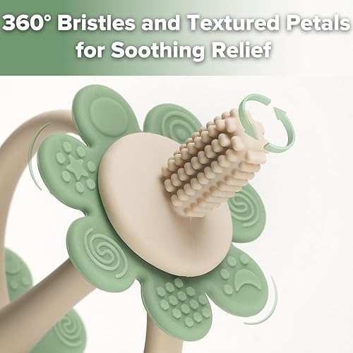 Miniatura 3 de haakaa Juguetes mordedores de silicona para bebés,Extremo en forma de pezón para masaje de encías,Cabezal de cepillo de dientes de bebé de 360 para