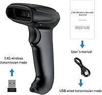 Vista 9 de Symcode Escáner de código de barras inalámbrico 2D, Bluetooth6.0 y conexión inalámbrica 2.4G y USB, lector de código de barras QR 1D, escaneo